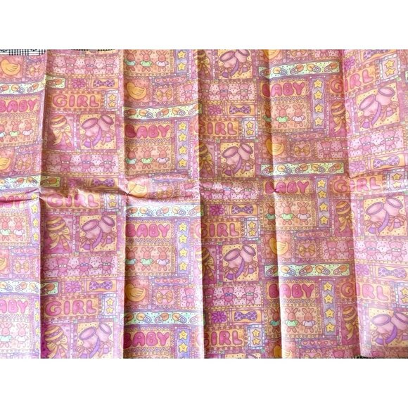 Vintage Baby Girl Gift Wrap Pink Wrapping Paper 5 Full Sheets 39x27 Patchwork - Picture 2 of 2